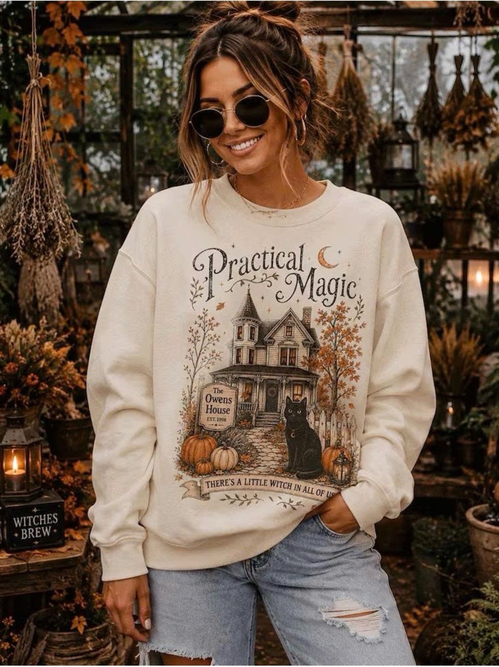 Practical Magic Cream Graphic Sweatshirt